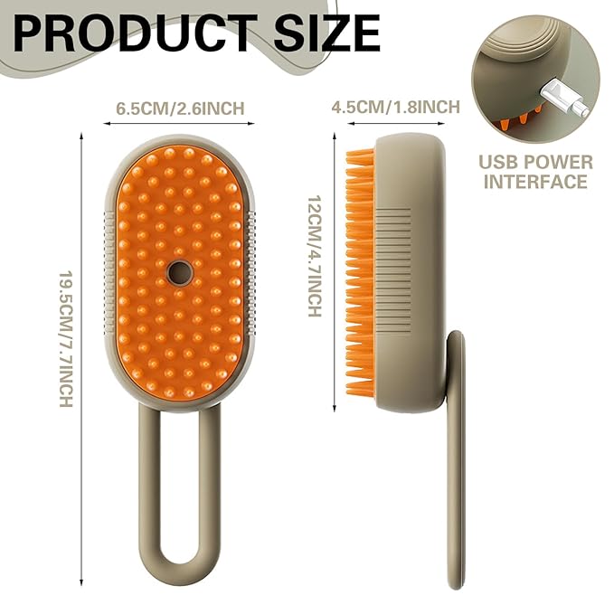 Steamy Pet Brush - Convenient Hair Removal, Easy Collection, Massage Function - Ideal Steam Brush for Cats! (White+Coffee)-Mewly Pet