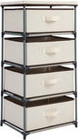 Juvale 4-Tier Dresser for Bedroom - 16.5 in L x 13 in W x 33 in H, Beige, Metal & Fabric - Freestanding Closet Organizer with Fabric Storage Drawers - Narrow Dresser & Cabinet with Drawers