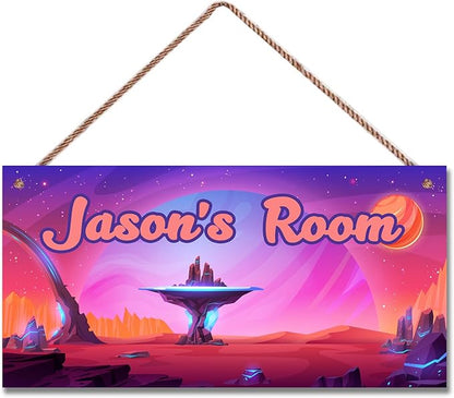 Personalized Universe Sign Science Fiction Themed For Kids Room Door Art Décor for Little Man Cave,Custom Name Starry Sky Wall Decor Decorative Plate for Boys Room Girls Bedroom
