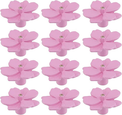 12PCS 1.57" x 0.83" Single Hole Dresser Knobs Ceramics Flower Shaped Pulls for Cupboard Drawer, with 2 Kinds of Screws