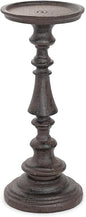 Sungmor Rustic Cast Iron Pillar Candle Holder, 9.6" Tall Vintage Candlestick Holders, Table Centerpiece Metal Candle Holder, Farmhouse Candle Stand for Fireplace Shelf Home Decor