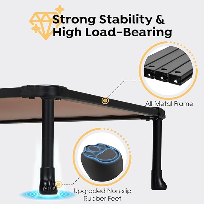 Veehoo Chew-Proof Elevated Dog Bed, Durable Training Platform for Large Dogs, Indoor/Outdoor Raised Pet Cot, Brown, 41x27inches, Model CWC2420CP-Mewly Pet