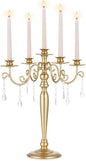 Sziqiq Gold Candelabra Candle Holder: 5 Arm Candelabras Centerpiece Table Decorations for Wedding - Vintage Metal Candlestick Candleholders for Dining Table Fireplace