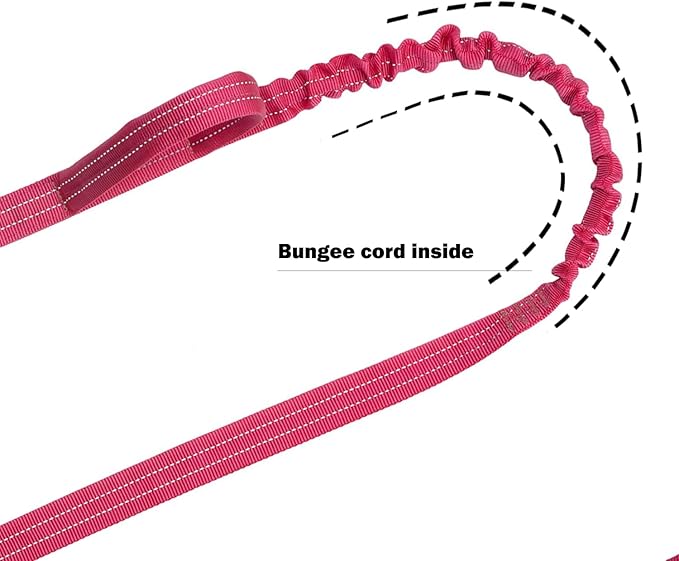 ICEFANG Tactical Dog Leash,K9 Training Walking Bungee Lead with 2 Control Handle,Heavy Duty Quick Release Metal Clasp,for Medium Large Breed (Reflective Pink, 6 FT)-Mewly Pet