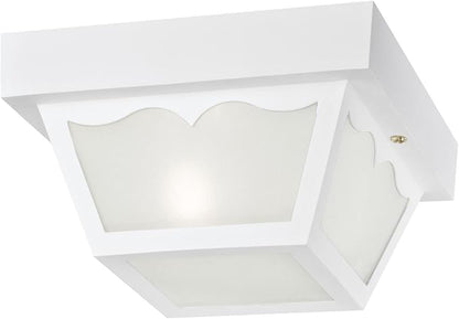 Westinghouse 6697500 Traditional One-Light Outdoor Flush-Mount Fixture, White Finish on Polypropylene, Frosted Glass Panels