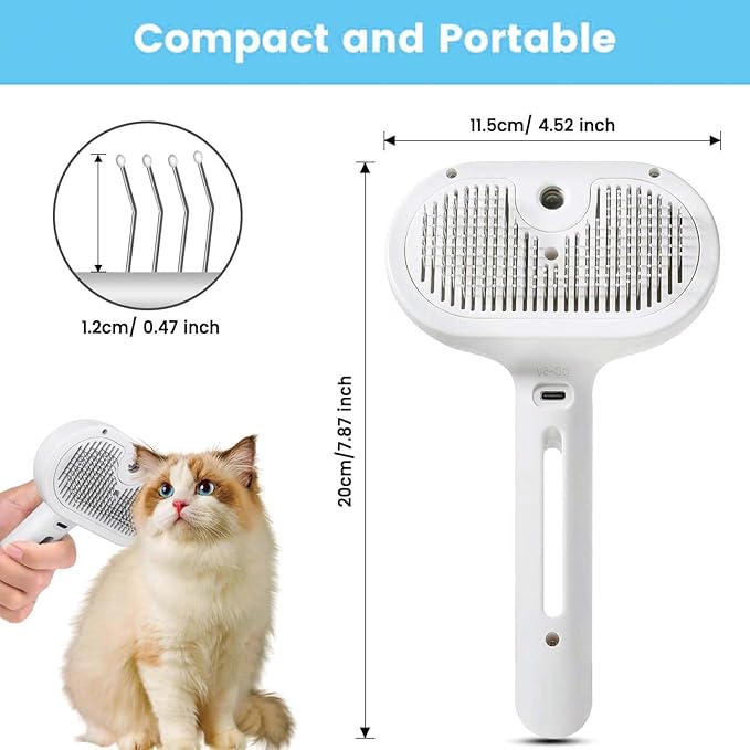 Pet Steam Brush for Dog & Cat – 3-in-1 Spray Hair Removal Comb – Steam Brush for Shedding & Grooming – Water for Long & Short Haired Pets – Spritz Defur Comb (Green)-Mewly Pet