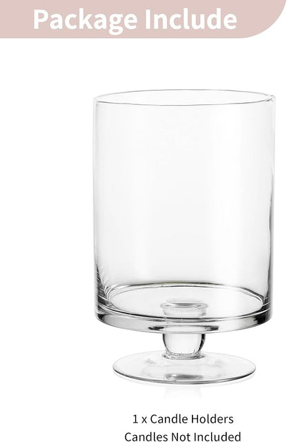 Glass Candle Holder for Pillar Candles - Large Glass Vases for Table Decoration, Clear Hurricane Candle Holder for Wedding Christmas Halloween Party Centerpiece Dining Room Decor, Gifts for Women