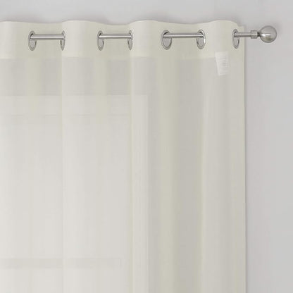 KEQIAOSUOCAI Ivory Sheer Curtains - Grommet Light Filtering Window Treatment Voile Curtain Panels for Living Room (54 Wide 72 Long Per Panel,2 Panels)