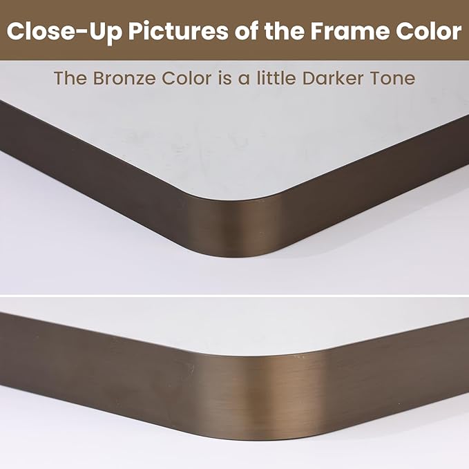 LOAAO 30”X36” Bronze Bathroom Mirrors for Vanity, Rounded Rectangle Brushed Bronze Metal Frame Mirror, Anti-Rust, Tempered Glass, Hangs Horizontally or Vertically