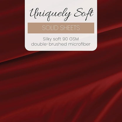 Linen Market Brushed Microfiber King Sheet Set 4 Piece – Oeko-TEX Certified Ultra Soft & Wrinkle-Free - 16" Deep Pocket Sheets - Easy Care King Size - Burgundy