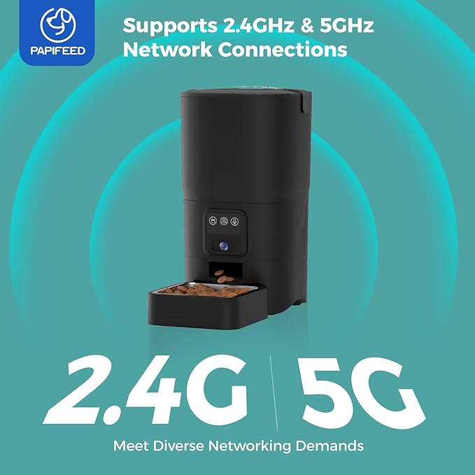 Automatic Cat Feeder,Camera 1080P HD - 6L Pet Feeder, 2.4/5G WiFi Smart App Control, Bluetooth Assist Link,Wide-Angle Lens,Automatic Feeder for Small and Medium-Sized Pets-Mewly Pet