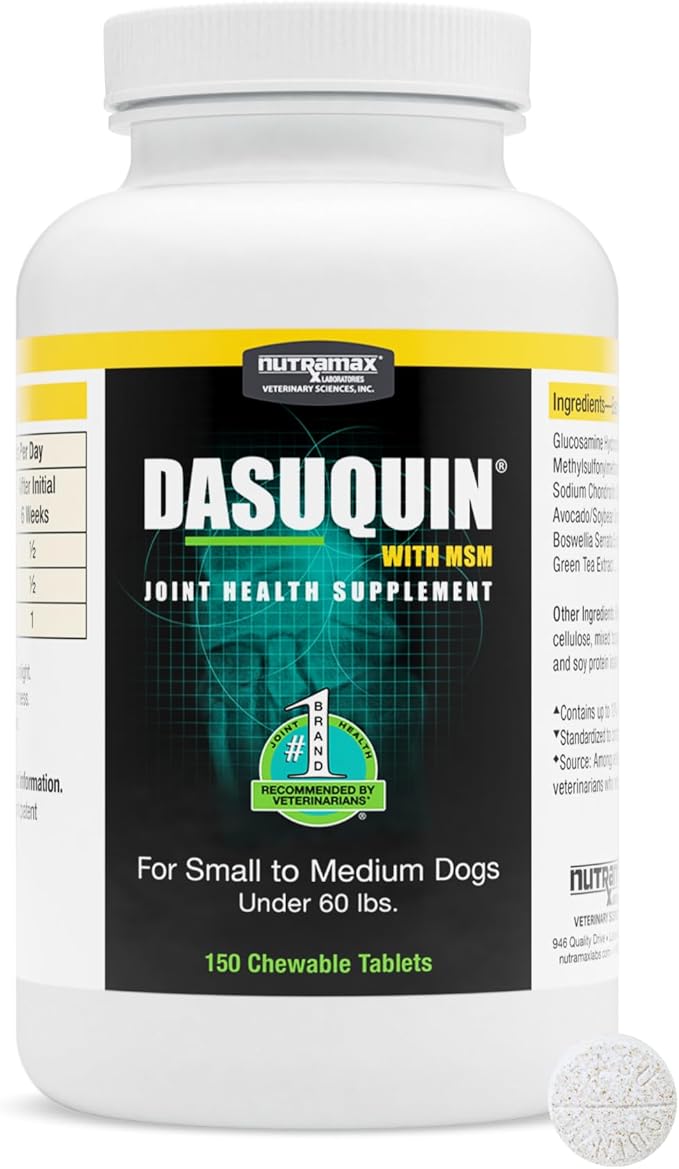Nutramax Laboratories Dasuquin with MSM Chewables, Small/Medium Dog, 150 Count, White-Mewly Pet