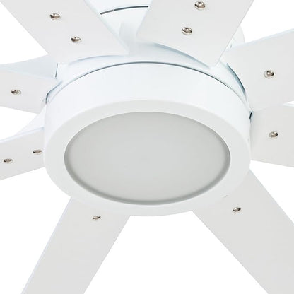 Honeywell Ceiling Fans Xerxes Modern 62 Inch Ceiling Fan with Light, Remote Control Fan, LED Indoor Fan with 8 Blades, White and Gray Wash Blade Finish Options, White (51628-01)