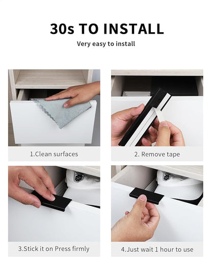 5 Pack self Adhesive Cabinet pulls 3 inch Stick on Handles Black Finger pulls for cabinets Adhesive Cabinet Handles Adhesive Drawer pulls Drawer Edge Concealed Pull Seam Handles Flat Pull