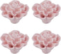 4PCS 1.65" × 1.3" Ceramics Light Pink Rose Knobs Flower Shaped Drawer Pulls for Cupboard with 2 Kinds of Screws