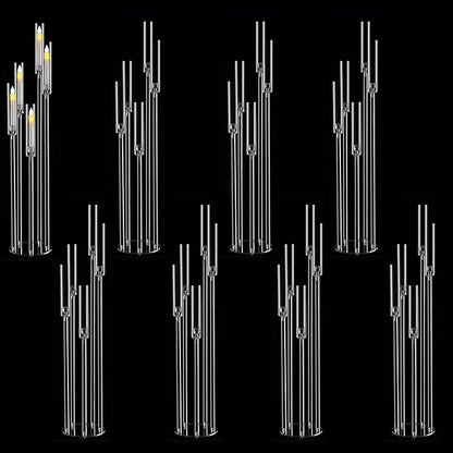 8pcs 5 Arm Floor Candelabra,Acrylic Floor Candle Holder for Wedding Centerpiece Tall Clear Candle Holders for Ceremony Birthday Party Home Decoration Fit 0.8 LED Candles
