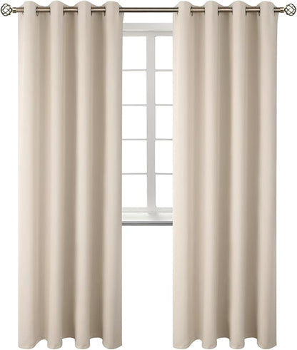 BGment Blackout Curtains - Grommet Thermal Insulated Room Darkening Bedroom and Living Room Curtains, Set of 2 Panels (52 x 84 Inch, Champagne)