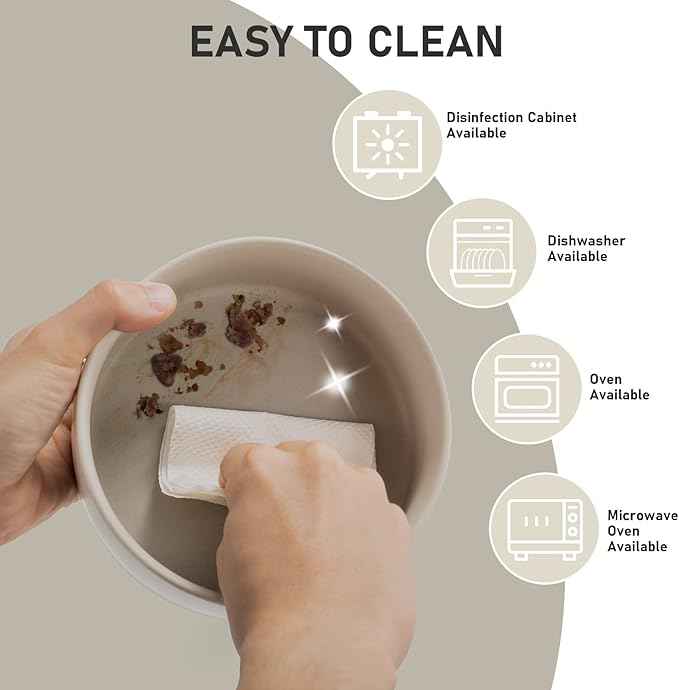 SPUNKYJUNKY 15° Slanted Ceramic Dog and Cat Bowl with Wooden Stand, Tilted Bulldog Food and Water Bowl No Slip Non-Spill for Cats Medium Dogs Big Face Pets 28.7 OZ (3.6 Cups, Grey × 2)-Mewly Pet