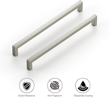 Ravinte 15 Pack Solid 7-1/2 Inch Center to Center Slim Square Bar Drawer Handles - Kitchen Cabinet Hardware Brushed Nickel Pulls