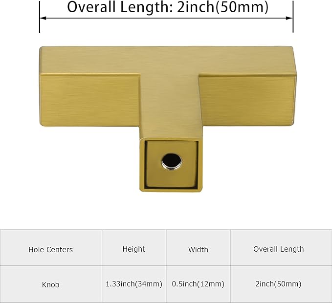 LONTAN 30 Pack Dresser Knobs Brushed Brass Kitchen Cabinet knobs Square Gold Cabinet Door Hardware for Bathroom Closet Cupboard