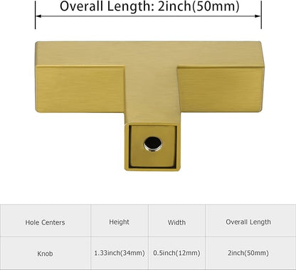 LONTAN 100 Pack Dresser Knobs Brushed Brass Kitchen Cabinet knobs Square Gold Cabinet Door Hardware for Bathroom Closet Cupboard