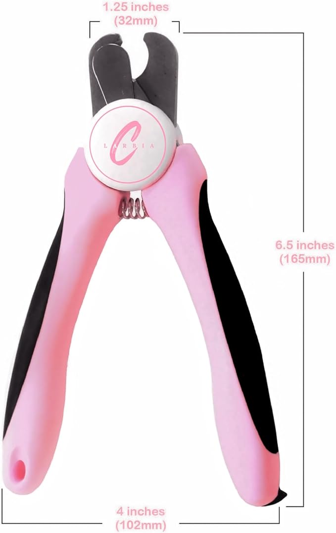 Pet Nail Clippers, Stainless Steel, Ergonomic Non Slip Design, Safe Home Pet Grooming for Cats and Dogs (Pink)-Mewly Pet