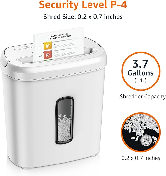 Amazon Basics Cross Cut Paper and Credit Card Shredder for Security - 8-Sheet, Heavy Duty, White-Mewly Pet