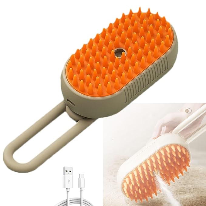 Pet Grooming Brushm,Cat Brush,3 In1 Spray Cat BrushSelf-Cleaning Wet Dog Comb with USB Rechargeable & Water Tank,Suitable for Dogs,Cats to Reduces Flying Hair (Brown)-Mewly Pet