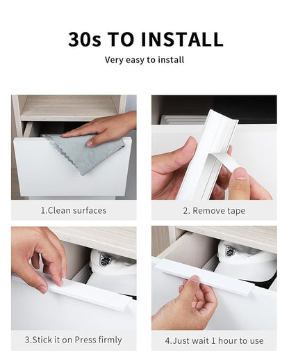 5 Pack 8 inch Self Adhesive Cabinet Pulls - Bright White Adhesive Cabinet Handles - Drawer Pulls - Finger Pulls
