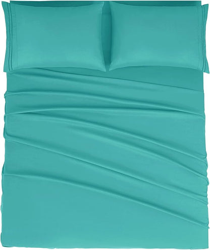 Mejoroom Bed Sheets Set,Extra Soft Luxury King Size Sheets with 15-inch Deep Pocket,Premium Bedding Collection - Soft, Breathable, Wrinkle & Fade Resistant - 4 Piece (King,Teal)