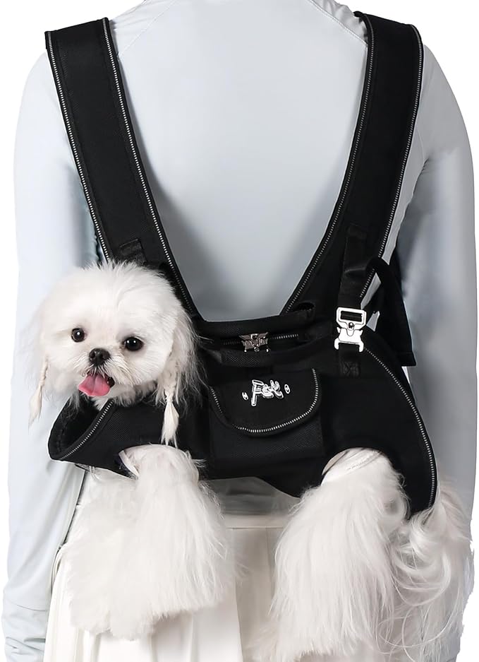 Dog Backpack Carrier - Spine-Friendly for Small Dogs (4-8 lbs), Horizontal Design Dog Carrier with Adjustable Back Straps,Legs-Out Comfort for Travel/Hiking/Cycling (Black, Size S)-Mewly Pet