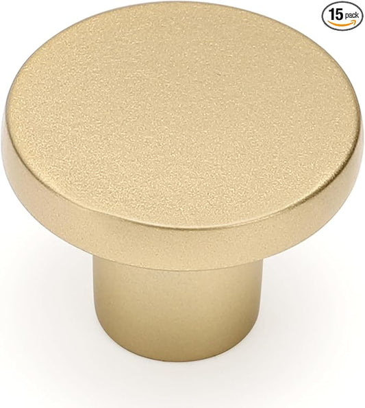 Ravinte 15 Pack Cabinet Knobs Sandy Gold Kitchen Cabinet Knobs Round Dresser Drawer Pulls Closet Door Pulls 1-1/5 Inch