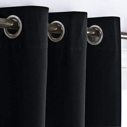 NICETOWN Closet Door Curtain, Room Dividers Panel Screens Partitions, Wide Width Grommet Top Modern Privacy Heavy Room Divider, Commercial Room Dividers (1 PCs, 8ft Tall x 15ft Wide, Black)