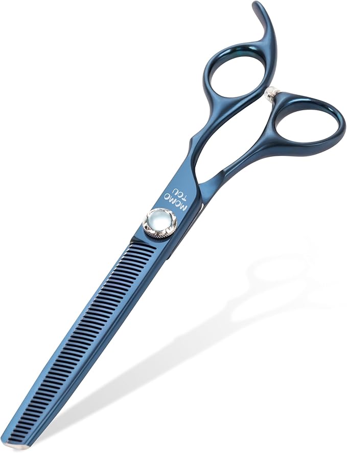 7 inch Matte Blue Thinning Dog Grooming Scissors Professional 440C Stainless Steel Dog Thinner Shears Smooth Cutting Comfortable Grip and Easy to Use for Groomers and Home Use-Mewly Pet