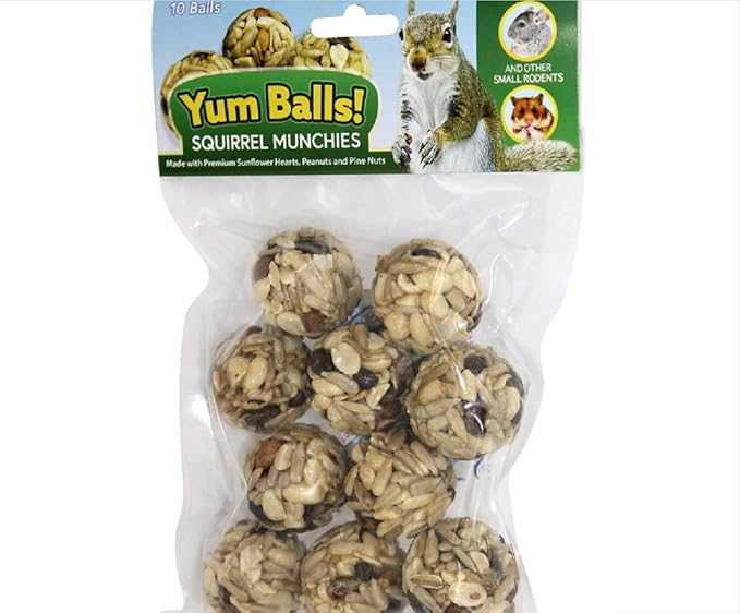 Yum Balls! - Squirrel Munchies - Healthy Natural Treat with Nuts & Seeds - Squirrels, Chinchillas, Prairie Dogs, Degus, Rats, Hamsters, Rabbits, Guinea Pigs, Gerbils and Other Small Pets-Mewly Pet