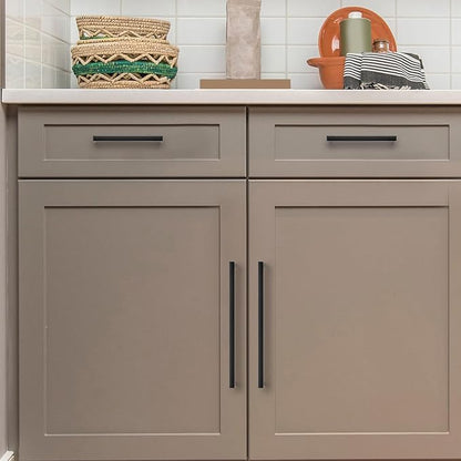 Ravinte 10 Pack Solid Kitchen Cabinet Handles Matte Balck Cabinet Pulls Slim Drawer Pulls with 7-1/2 Inch Hole Center Square Bar Kitchen Cabinet Hardware