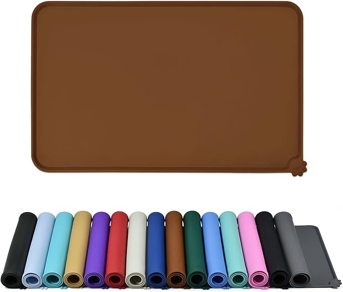 Waterproof Pet Feeding Mat with High Raised Edges, Heavier and Thicker Placemats for Cat Dog Water Bowl with BPA Free, Dogs Cats Food Mats for Messy Drinkers to Prevent Spill and Protect Floors-Mewly Pet