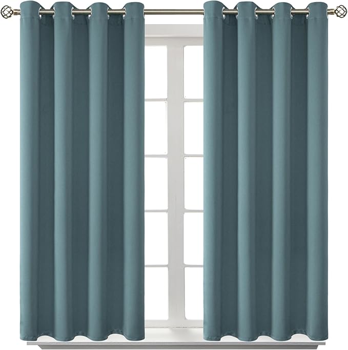 BGment Room Darkening Curtains 54 Inches Long - Grommet Thermal Insulated Drapes Window Treatment Curtains for Bedroom, 2 Panels, 52 x 54 Inch, Stone Blue