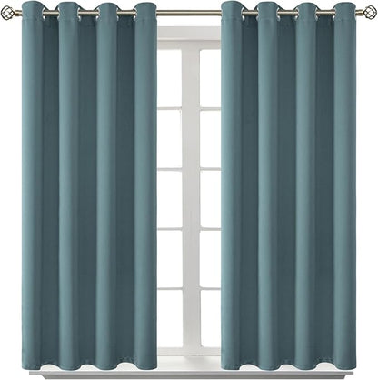BGment Room Darkening Curtains 54 Inches Long - Grommet Thermal Insulated Drapes Window Treatment Curtains for Bedroom, 2 Panels, 52 x 54 Inch, Stone Blue