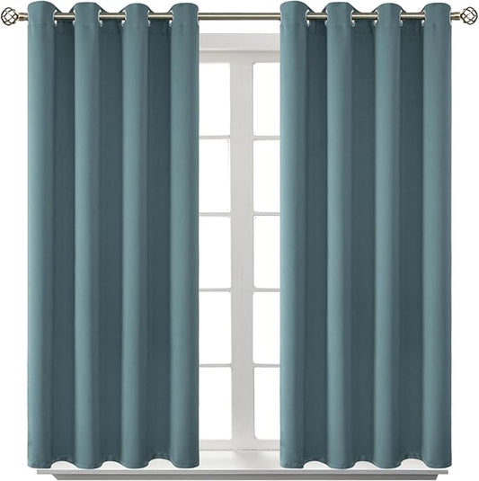 BGment Room Darkening Curtains 54 Inches Long - Grommet Thermal Insulated Drapes Window Treatment Curtains for Bedroom, 2 Panels, 52 x 54 Inch, Stone Blue