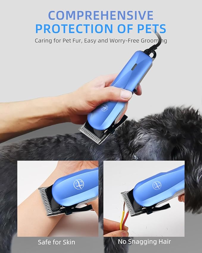 Professional Dog Grooming Clippers Kit, 24V High Power for Thick Coats, Quiet Dog Clippers with 10 Metal Guard Combs & Brush, Ideal Dog Hair Remover for Cats and Pets-Mewly Pet