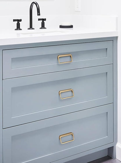 Goo-Ki Champagne Bronze Cabinet pulls with 3''(76mm) Hole Center,Modern Zinc Alloy Finger Pulls for Drawer,Wardrobe,Cupboard,6 Pack