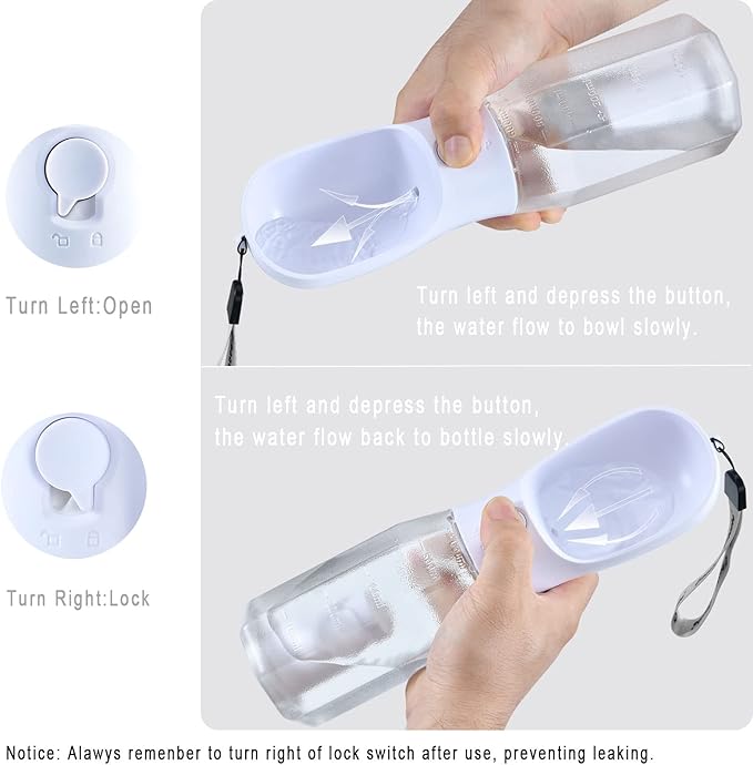 Dog Water Bottle with Food Container & Poop Bag Holder, Travel Water Bowl, Portable Pet Dispenser, Dog Stuff Accessories Items, Puppy Essentials Necessities for Yorkie Chihuahua Walking Hiking-Mewly Pet