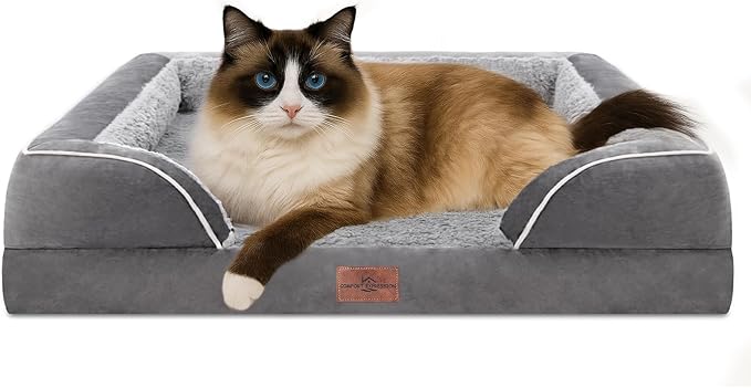 Comfort Expression Small Dog Beds Waterproof Cat Beds Orthopedic Foam Sofa Bed for Small Dogs Comfy Pet Bed with Washable Removable Cover & Non-Slip Bottom(XX-Small,Grey)-Mewly Pet