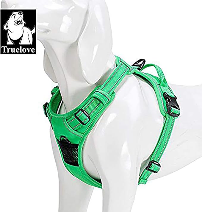 TRUE LOVE Adjustable No-Pull Dog Harness Reflective Pup Vest Harnesses Comfortable Control Brilliant Colors Truelove TLH5651(Grass Green,S)-Mewly Pet