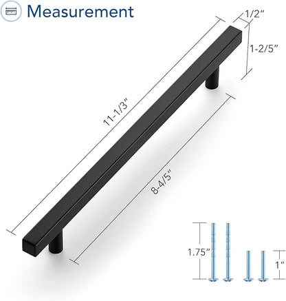 Ravinte Cabinet Handles 15 Pack - 8-4/5 Inch Matte Black Square Pulls, 11-3/10 Inch Overall Length - Kitchen Hardware Drawer Pulls