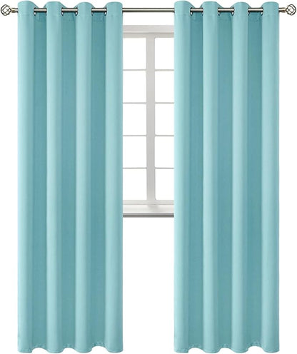 BGment Blackout Curtains - Grommet Thermal Insulated Room Darkening Bedroom and Living Room Curtains, Set of 2 Panels (55 x 96 Inch, Baby Blue)