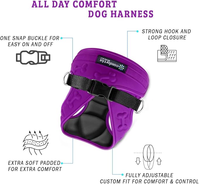 Comfort Fit Dog Harness No Pull with Adjustable Buckles Soft Padded Reflective Choke Step-in Pet Vest with Easy Control Handle for Small Medium Large Dogs & Puppies for Walking Running Training-Mewly Pet