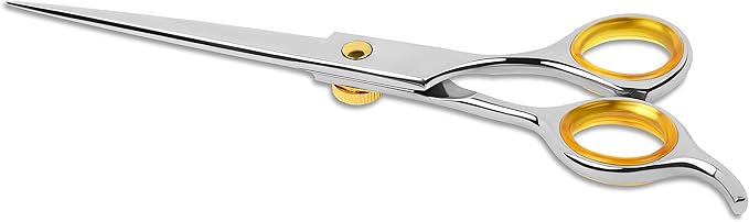 Sharf Gold Touch Pet Grooming Shear | Straight Cat & Dog Grooming Scissors | 7.5 Inch | 440c Japanese Stainless Steel Pet Dog Shearing Scissors | Animal Shears with Removable Comfort Rings-Mewly Pet