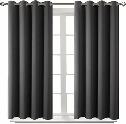 BGment Blackout Curtains - Grommet Thermal Insulated Room Darkening Bedroom and Living Room Curtain, Set of 2 Panels (52 x 45 Inch, Dark Grey)